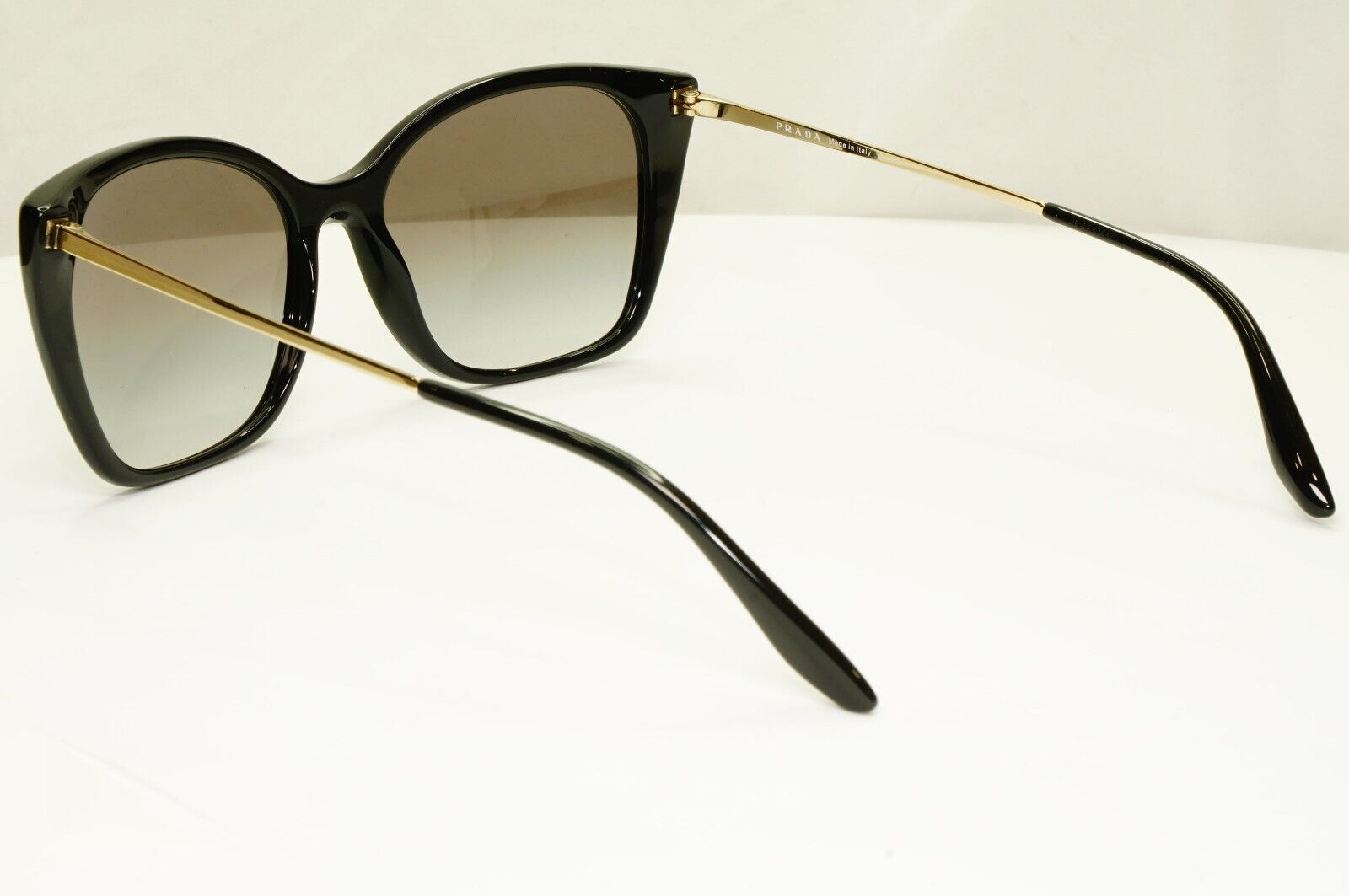 Prada Gold Black Sunglasses Smoke Grey Gradient Square SPR 12X 1AB-0A7 PR12XS A