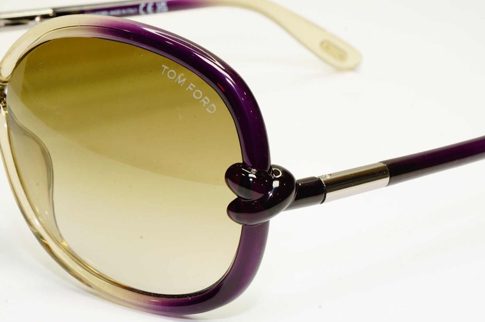 Tom Ford Oversized Sunglasses Knot Brown Gradient Purple TF 185 Sonja 95P 37809