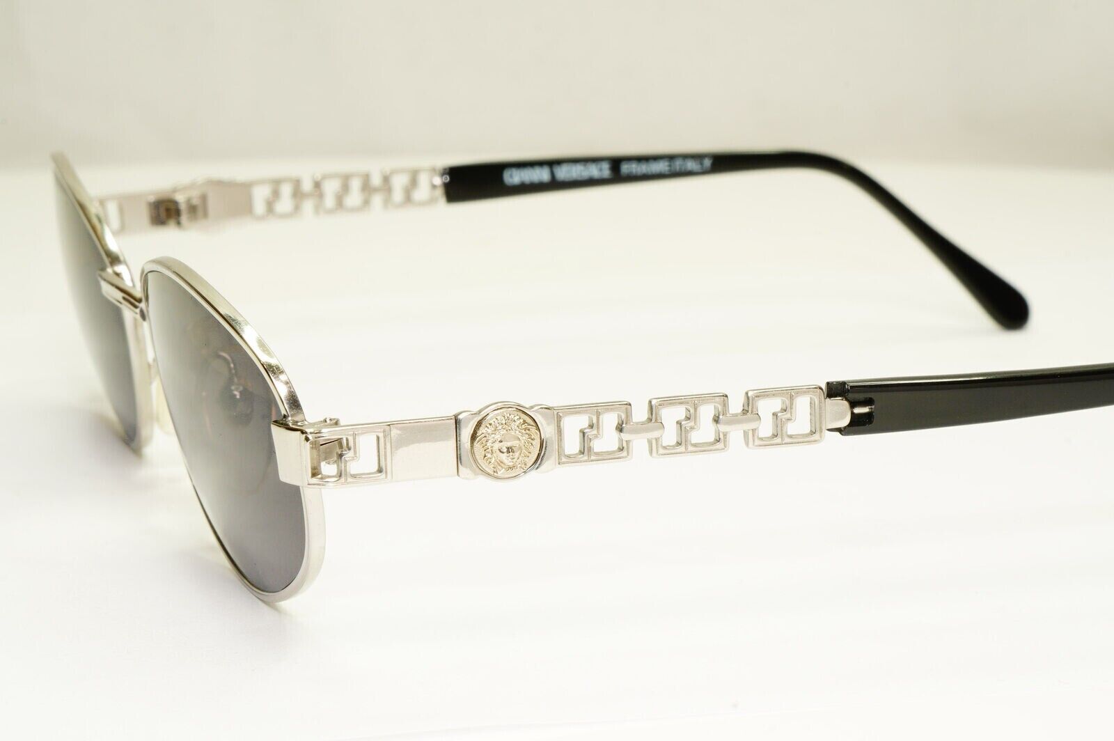 Gianni Versace 1995 Vintage Silver Medusa Retro Black Sunglasses MOD G44 COL 26M