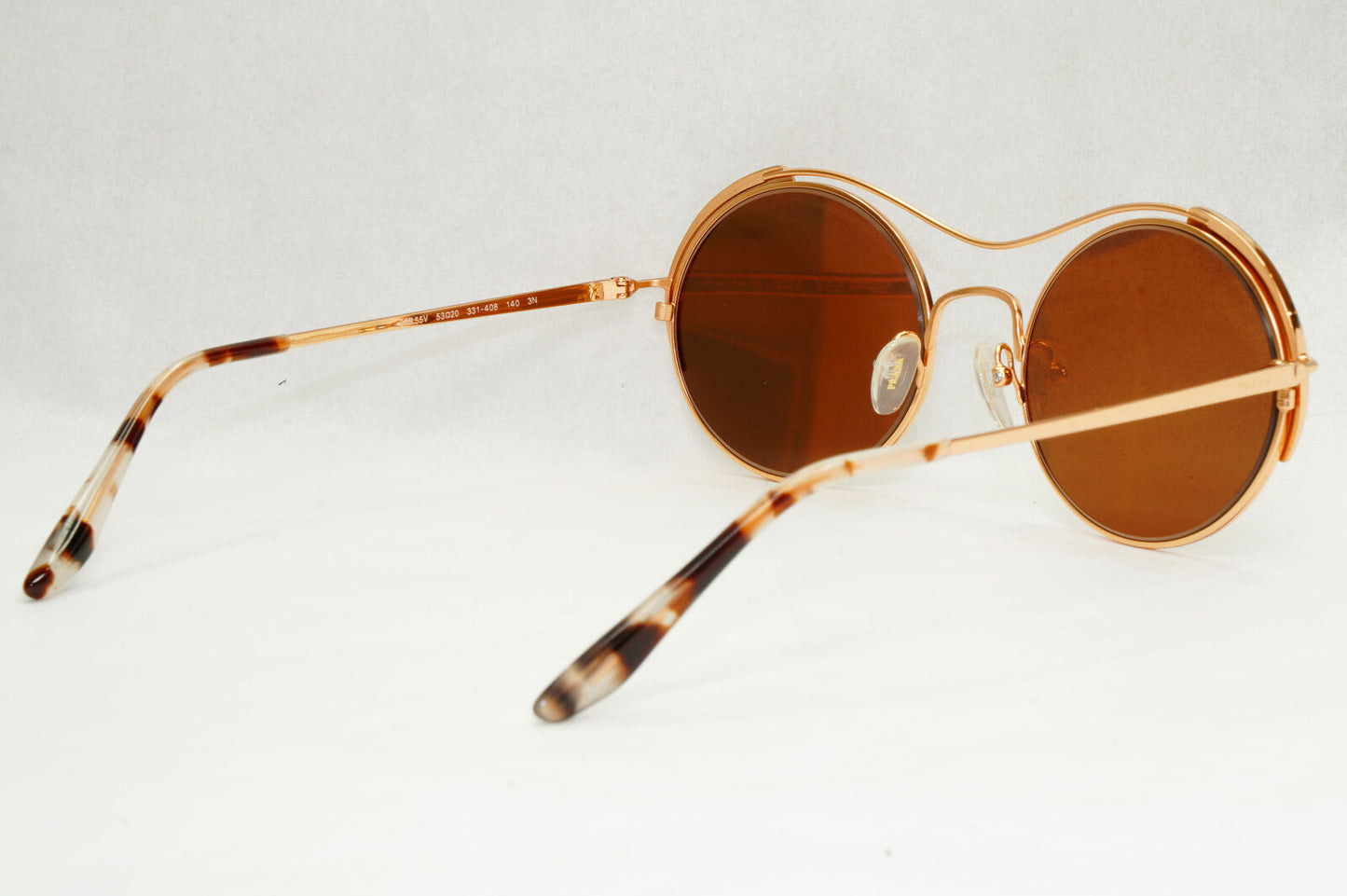 Prada Sunglasses Gold Brown Mirror Round Oval Metal PR55VS SPR 55V 331-408 50mm