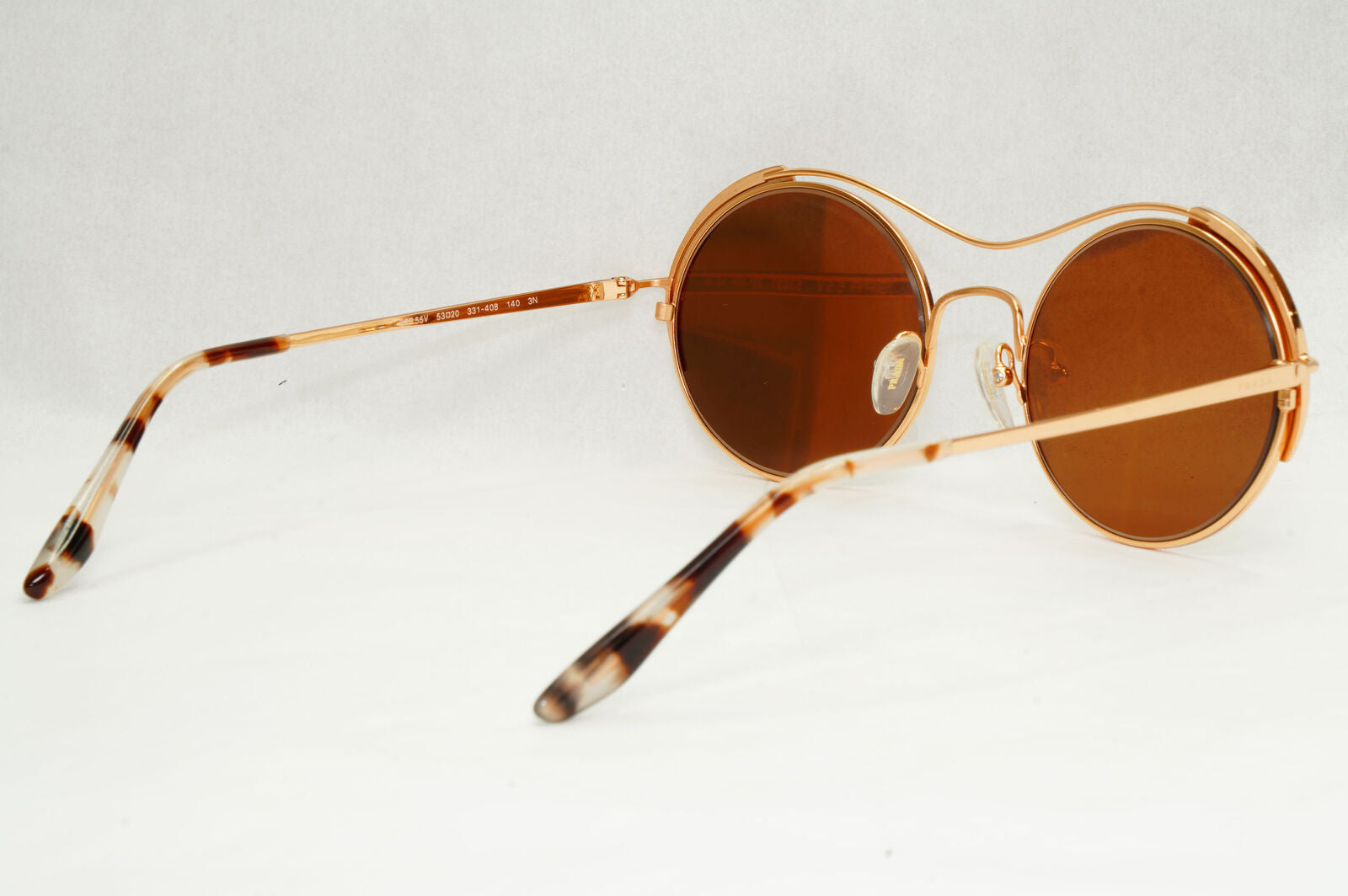 Prada Sunglasses Gold Brown Mirror Round Oval Metal PR55VS SPR 55V 331-408 50mm