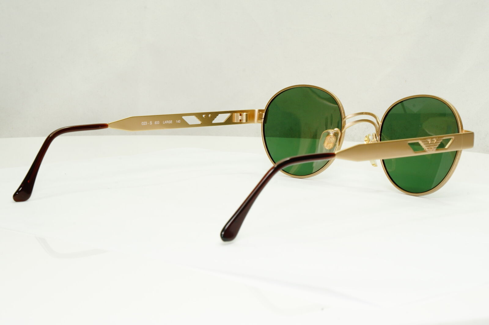 Emporio Armani Sunglasses 1997 Vintage Gold Round Green Eagle Metal 023-S 833 L