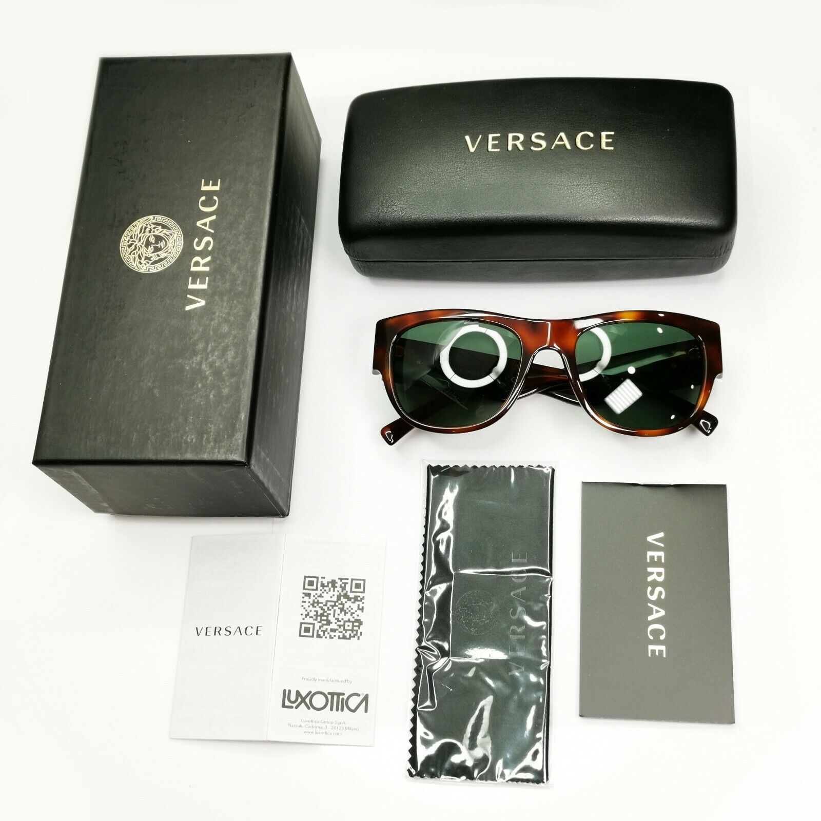 Versace Sunglasses Gold Medusa Tortoiseshell Brown Green Square 4359 5217/71