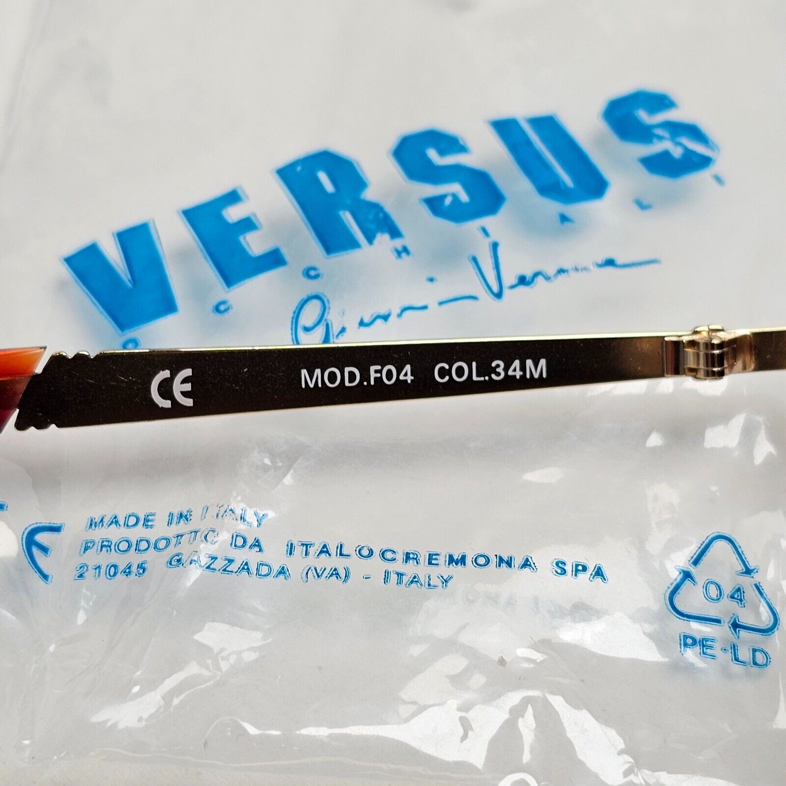 Versus Sunglasses 1996 by Gianni Versace Vintage Navigator Gold MOD F04 COL 34M