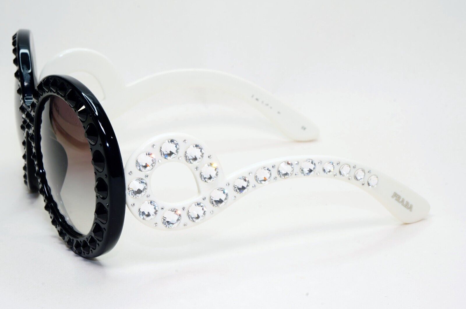 Prada Sunglasses Baroque Ornate Swirl White Black PR31PS SPR 31P 7S3-0A7  311024