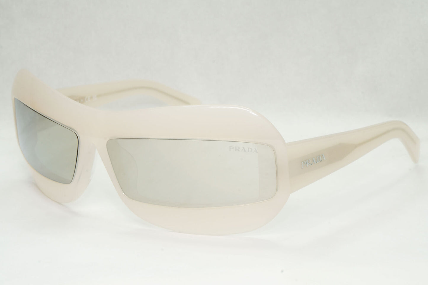 Prada Sunglasses Opal Nude White Silver Mirror Wrap PR30YS SPR 30Y 13D-2B0