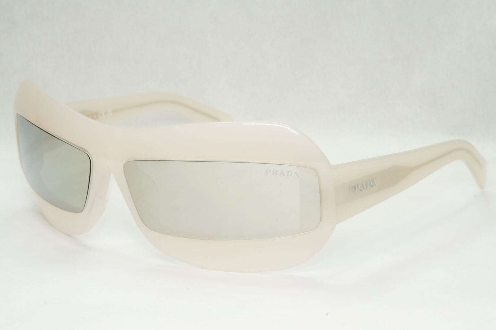 Prada Sunglasses Opal Nude White Silver Mirror Wrap PR30YS SPR 30Y 13D-2B0