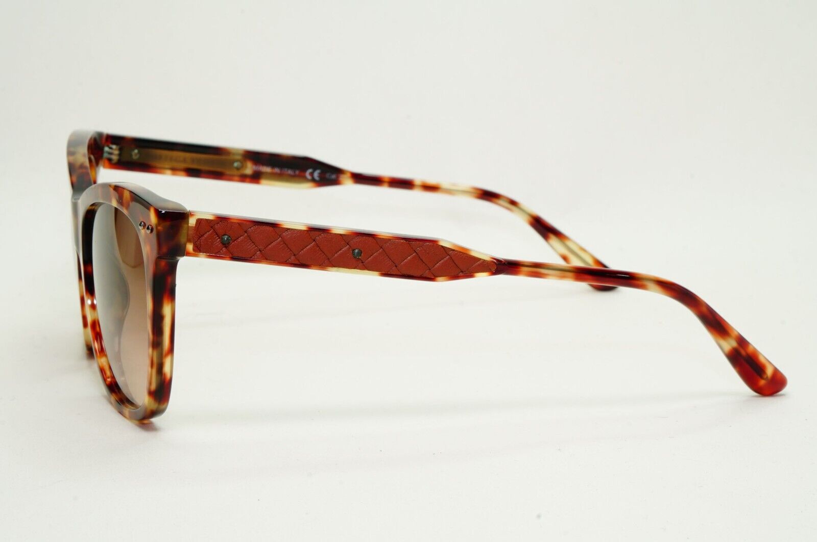 Bottega Veneta Sunglasses Brown Tortoiseshell Leather Square BV 0034S 003 081024
