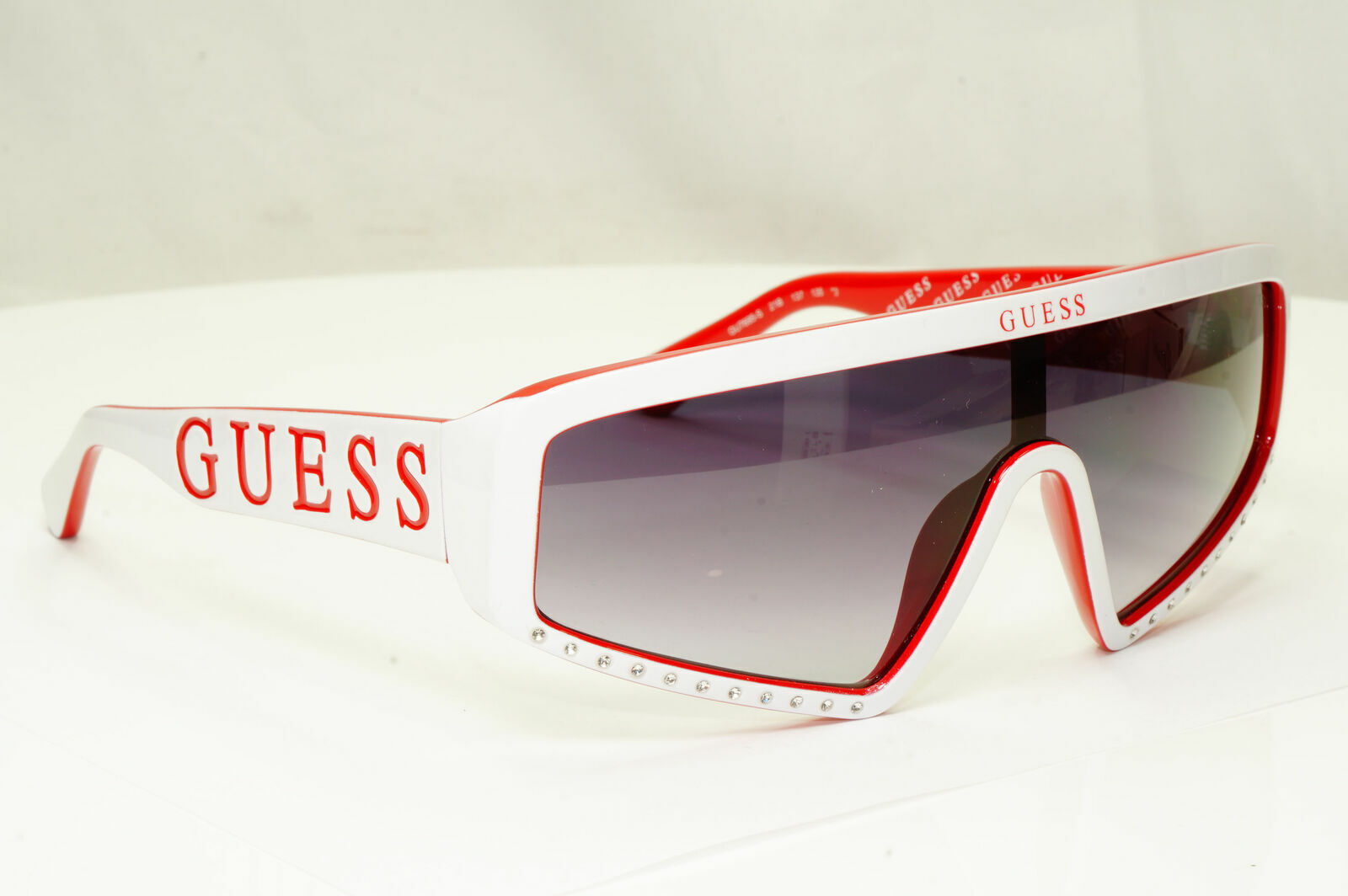 Guess Sunglasses Shield Visor Mens Womens  White Red Grey GU 7695-S 21B Blogger