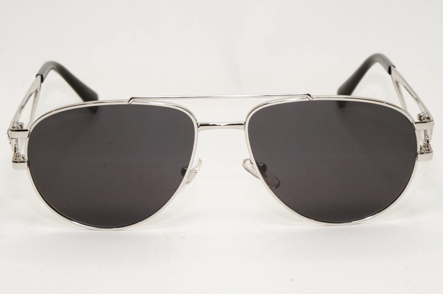 Versace Sunglasses Silver Medusa Metal Pilot Unisex MOD VE 1269 1000 55mm