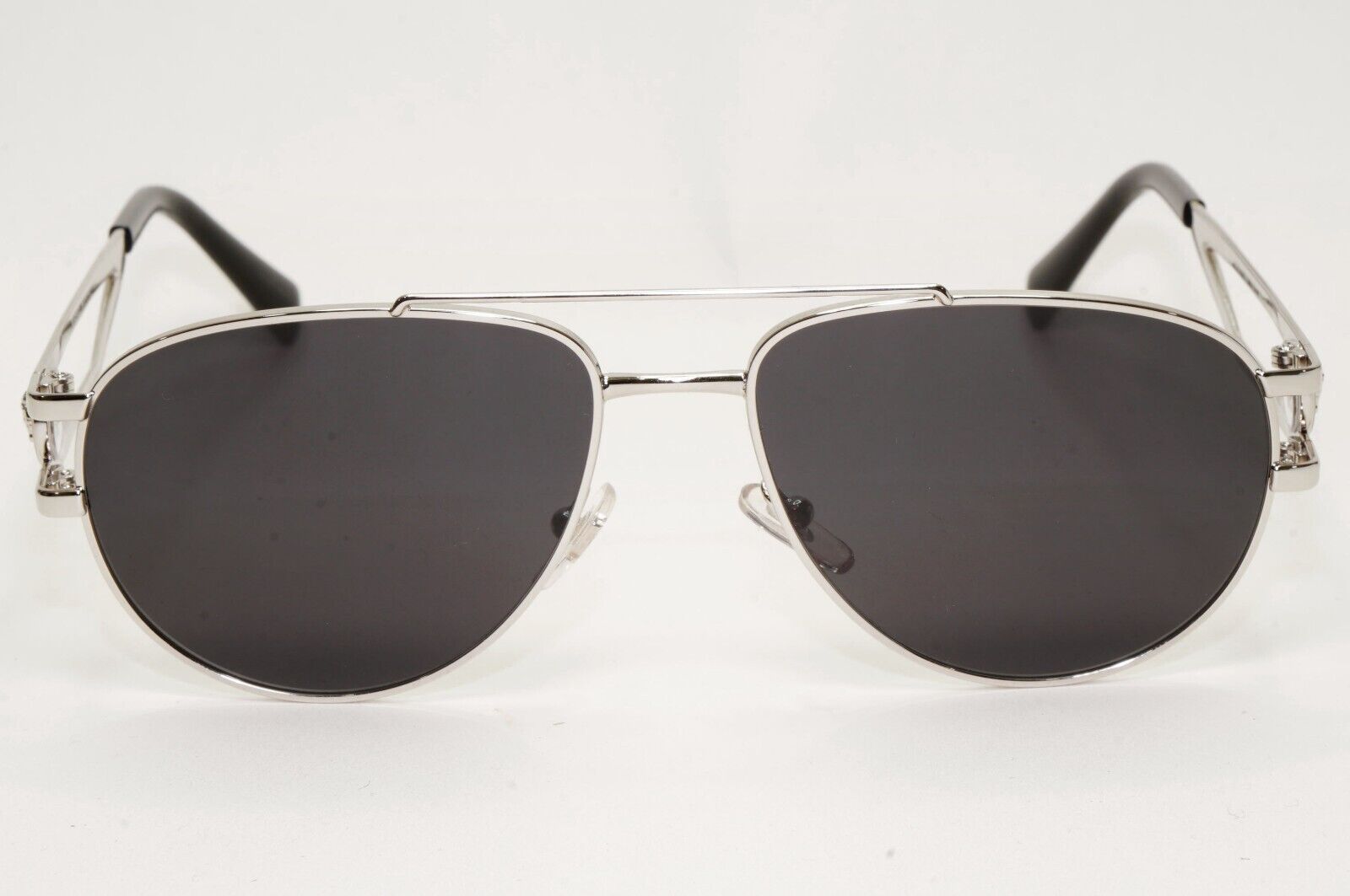 Versace Sunglasses Silver Medusa Metal Pilot Unisex MOD VE 1269 1000 55mm