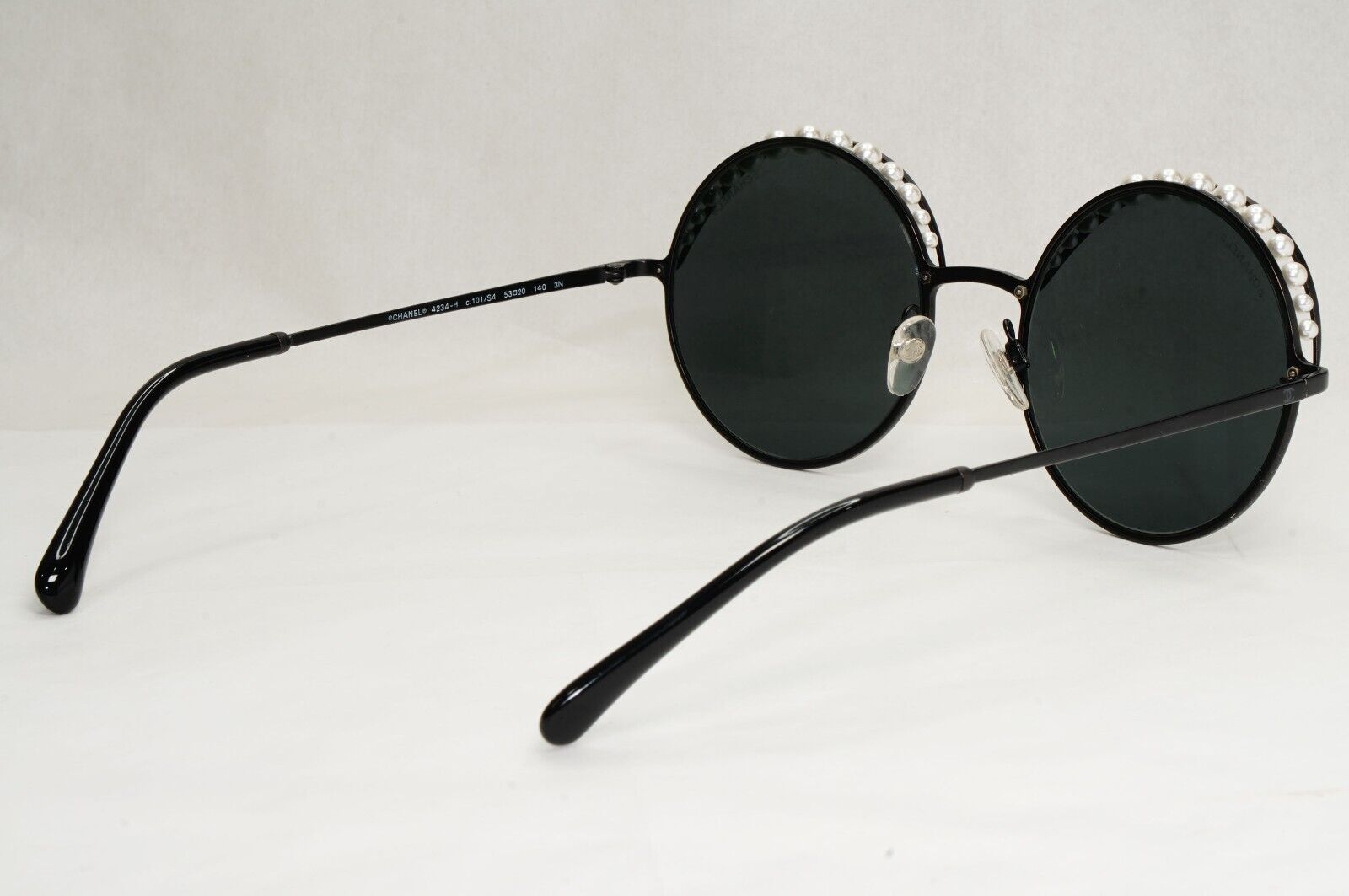 Chanel Sunglasses Pearl Black Round Metal Grey 4234-H C.101/S4 53mm