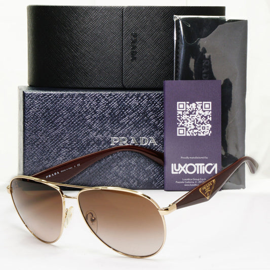 Prada Sunglasses Triangle Logo Pilot Gold Brown Gradient PR53QS SPR 53Q ZVN-1X1