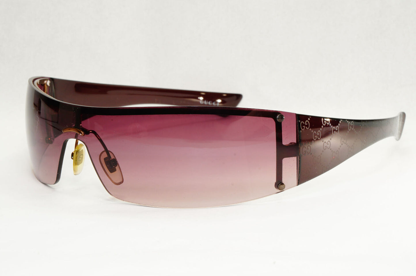 Gucci Monogram Sunglasses 2006 Vintage Shield Unisex Brown GG 1824 RHA94 191223