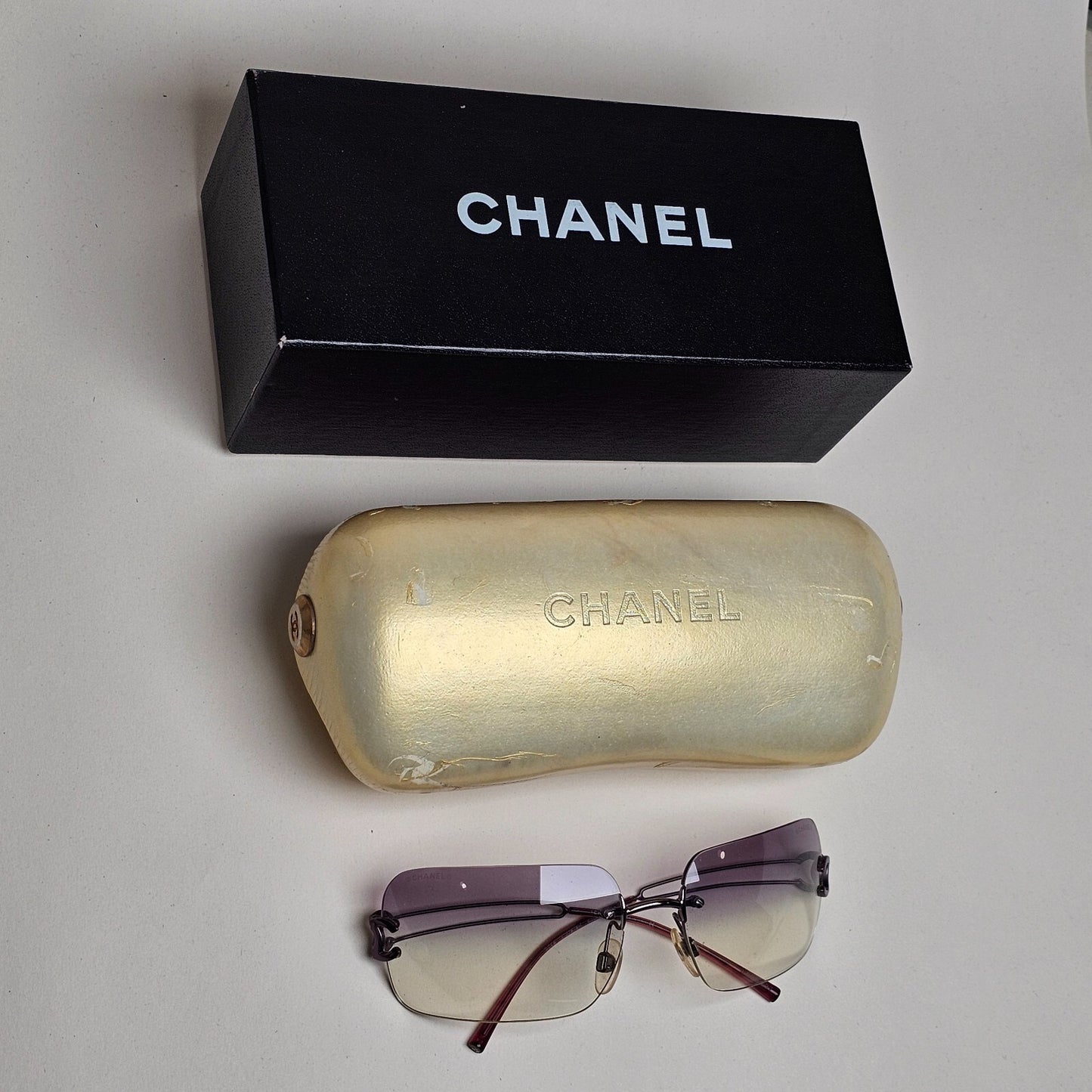 Chanel Sunglasses 2002 Vintage Grey Pale Violet Rimless 4068 c.228/8H 200225