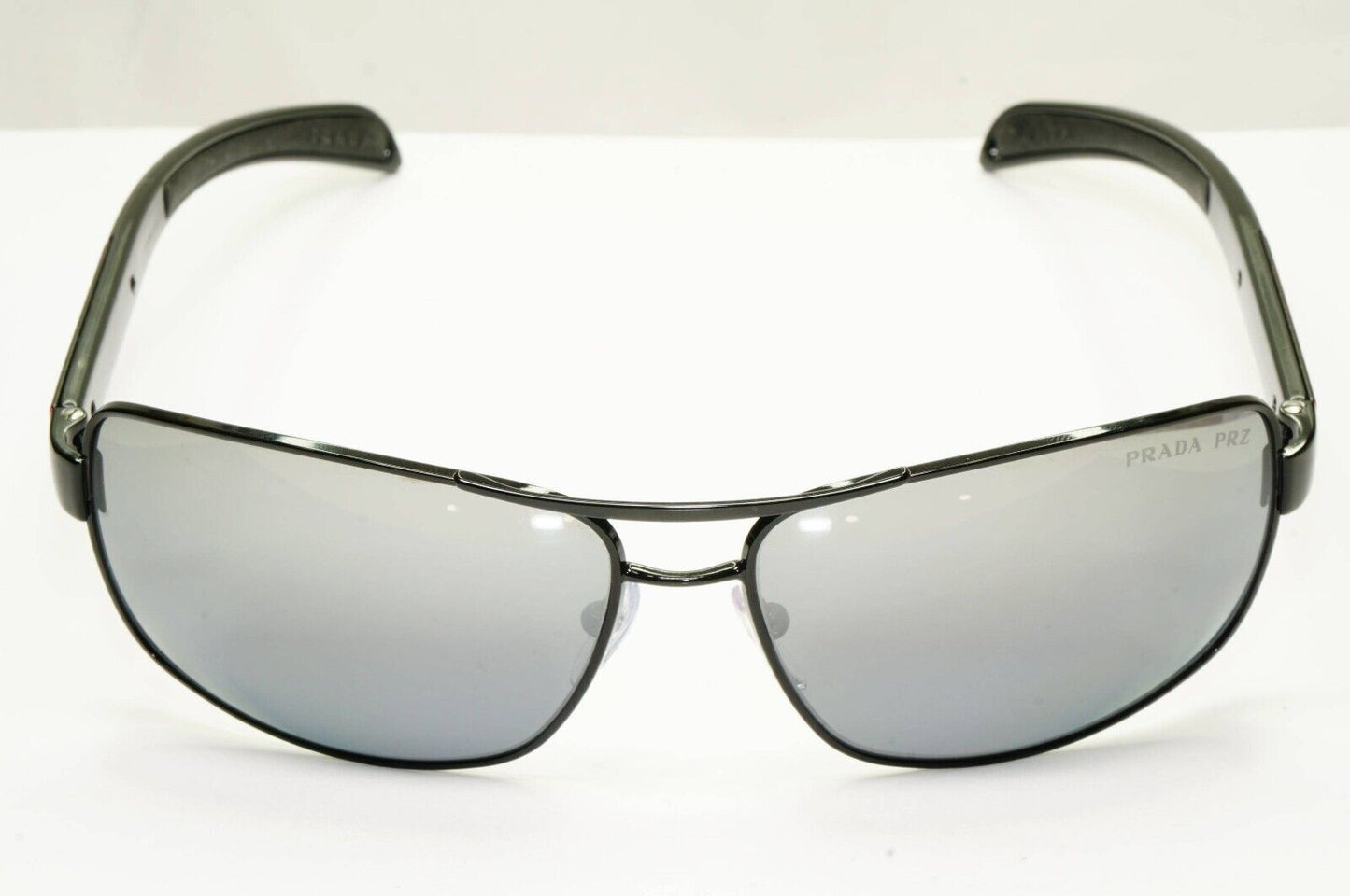 Prada Polarized Mens Sunglasses Silver Mirror Black SPS 54I 1AB-2F2 [A] 36975