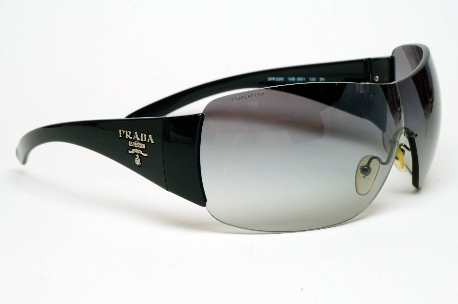 Prada Sunglasses 2012 Black Grey Wrap Shield PR22MS SPR 22M 1AB-3M1 130225