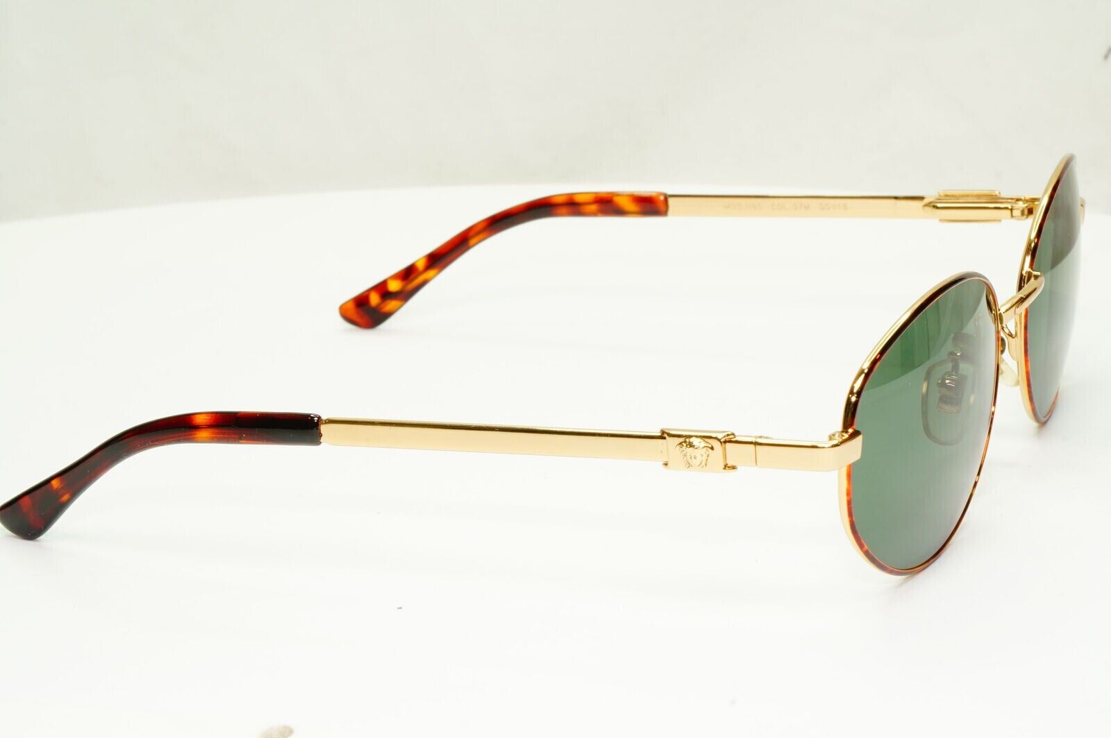 Gianni Versace 1995 Sunglasses Vintage Gold Green Metal Square MOD H65 COL 07M