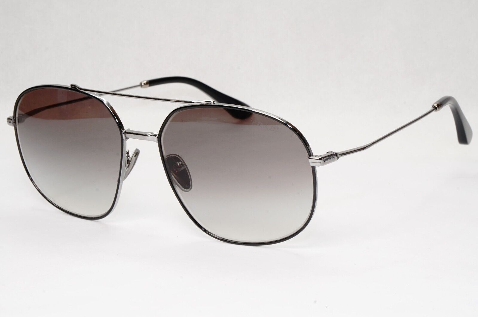 Prada Sunglasses Black Gunmetal Grey Gradient Metal Pilot PR51YS SPR 51Y M4Y-0A7