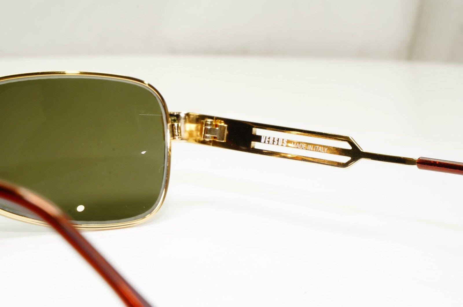 Versus 1996 by Gianni Versace Vintage Gold Green Sunglasses MOD F33 COL 030