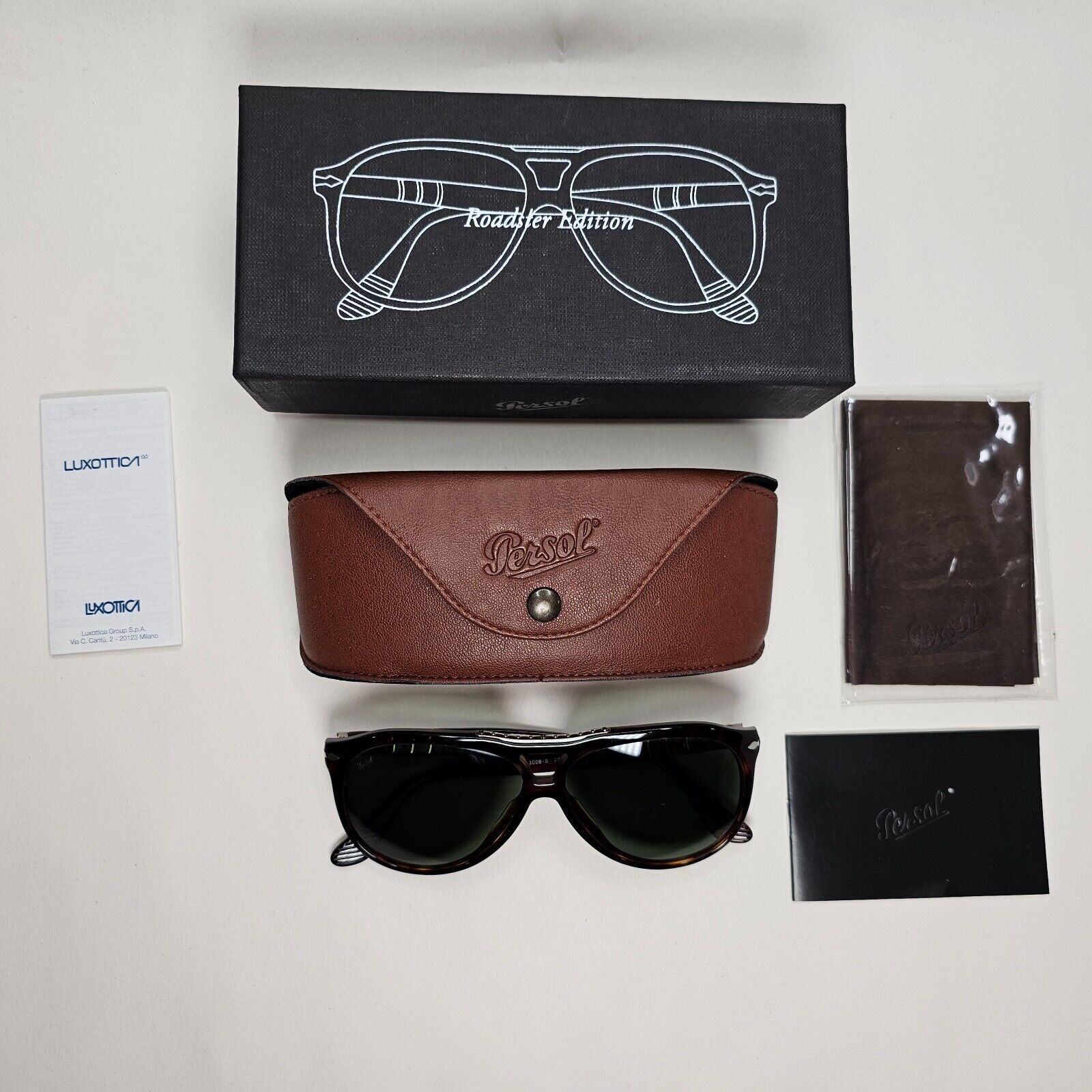 Persol Sunglasses 2011 Roadster Brown Tortoise Green Square 3008-S 24/31 58mm