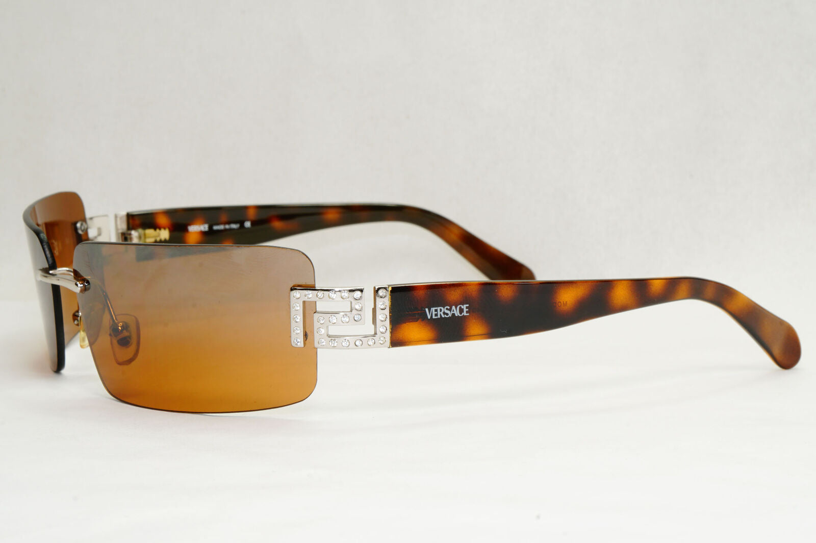 Versace Sunglasses 2004 Vintage Rimless Brown Wrap MOD 2010-B 1000/6U 070224