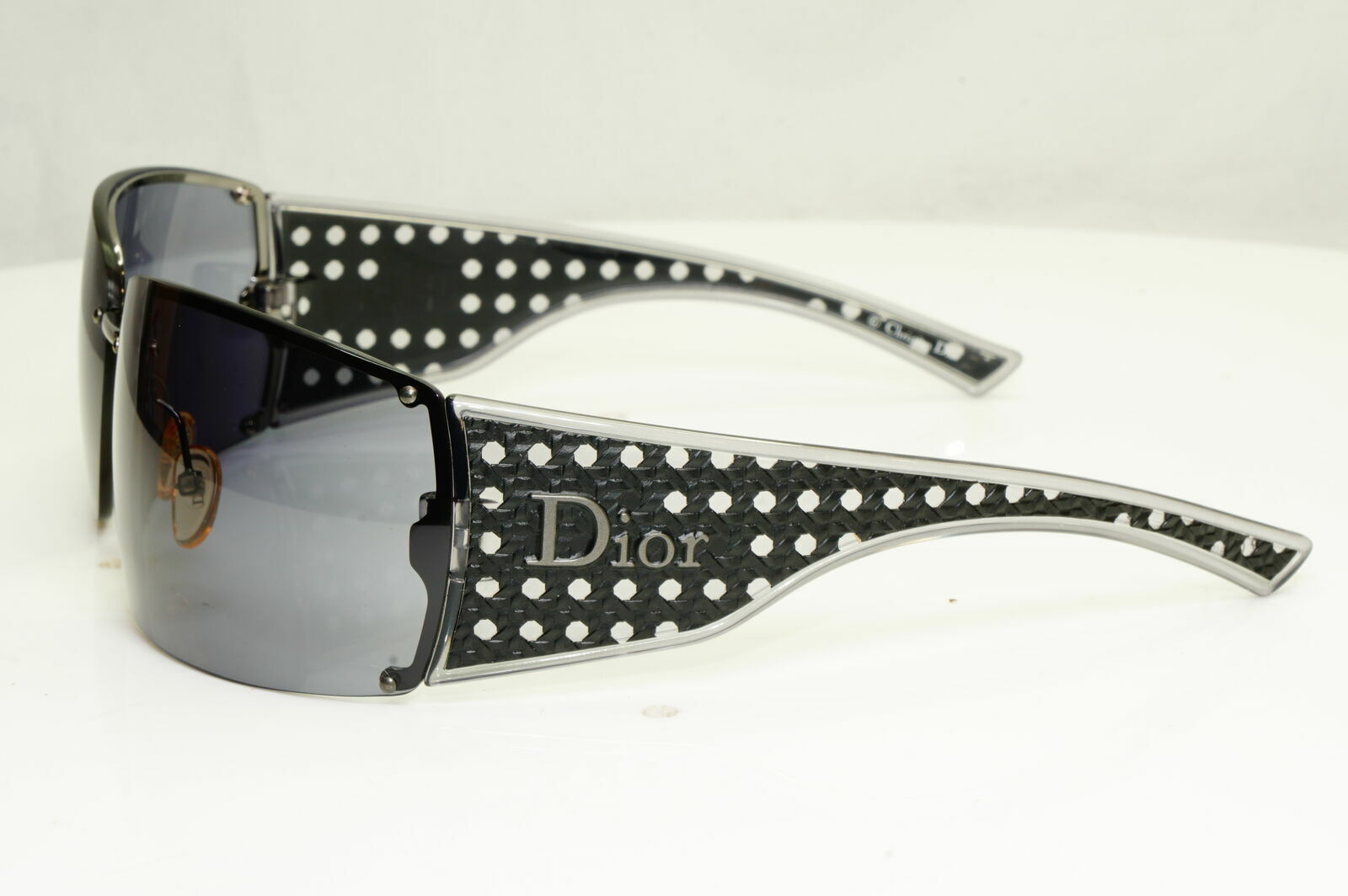 Dior Quadrille Black Large Sunglasses Womens Square Black Mesh Grey F QHOAP
