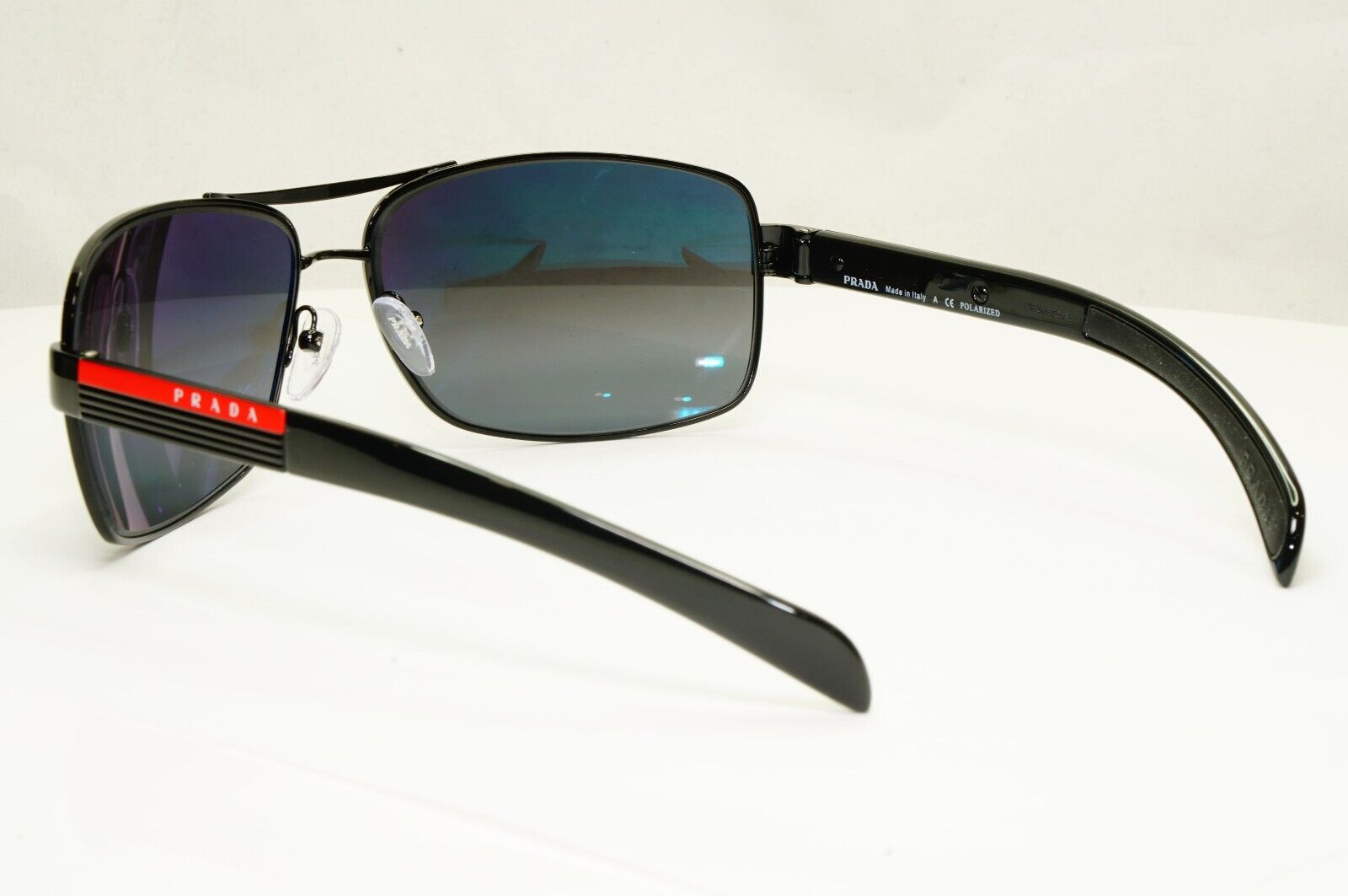 Prada Polarized Mens Sunglasses Silver Mirror Black SPS 54I 1AB-2F2 [A] 36975