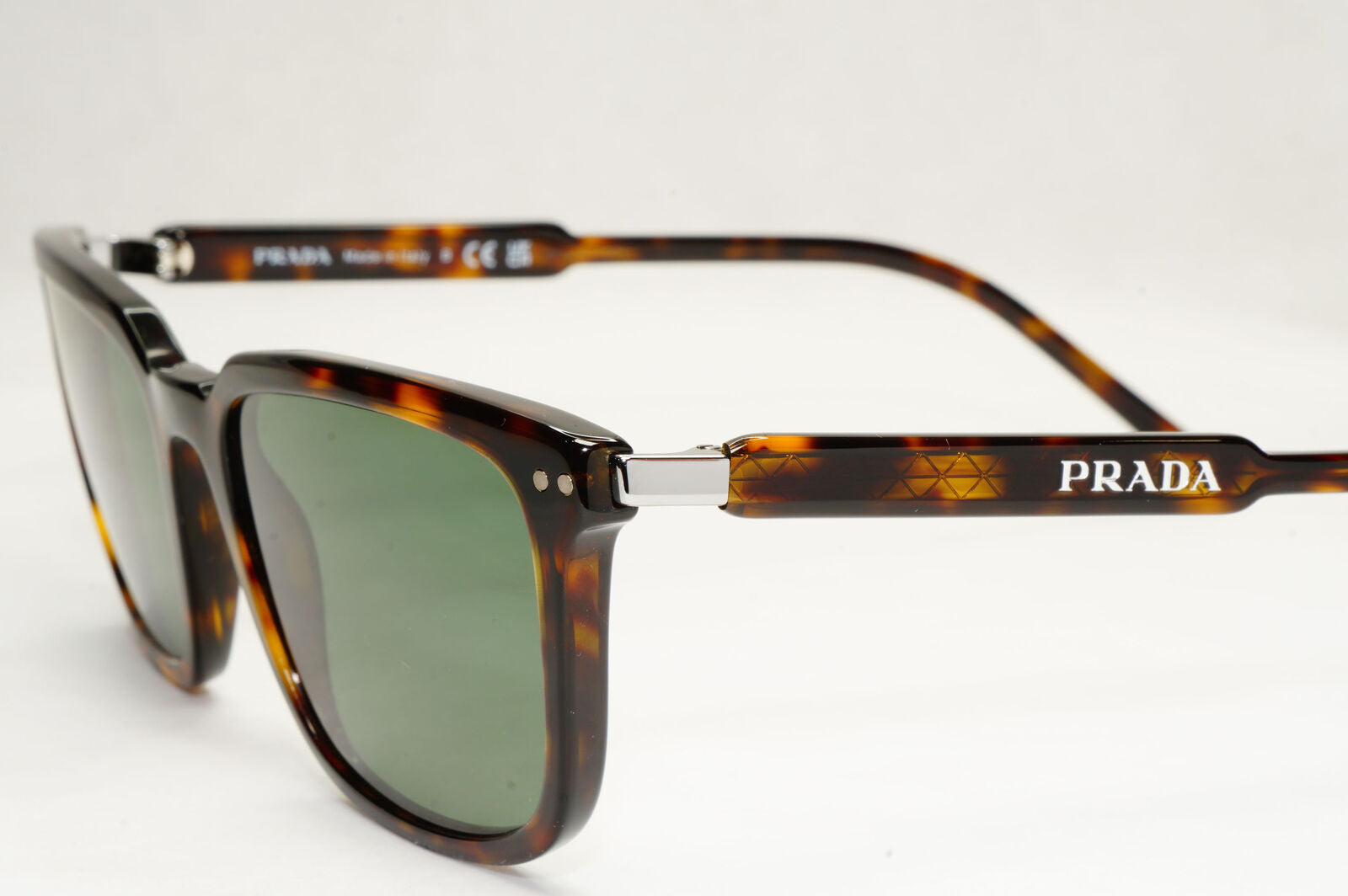 Prada Sunglasses Brown Green Square Tortoiseshell VPR 13Y PR13YV 2AU-1O1 55mm