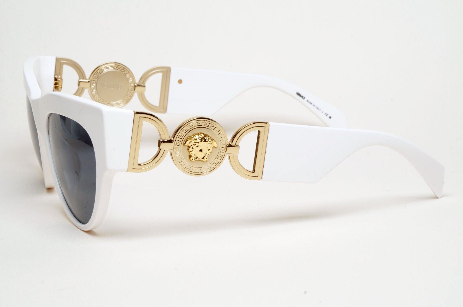 Versace Sunglasses White Gold Medusa Grey Square MOD VE 4440-U 314/87 56mm