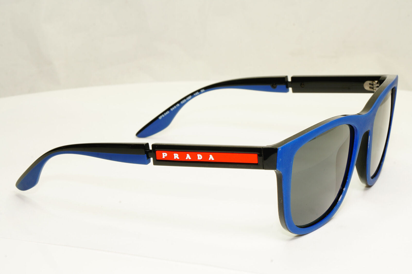 Prada Sunglasses Blue Black Square Red Stripe Mens SPS 04X 02S-06F PS04XS