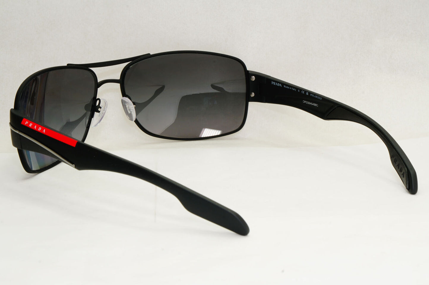 Prada Sunglasses Polarised Black Grey Gradient Wrap Rossa PS53NS SPS 53N DG0-5W1