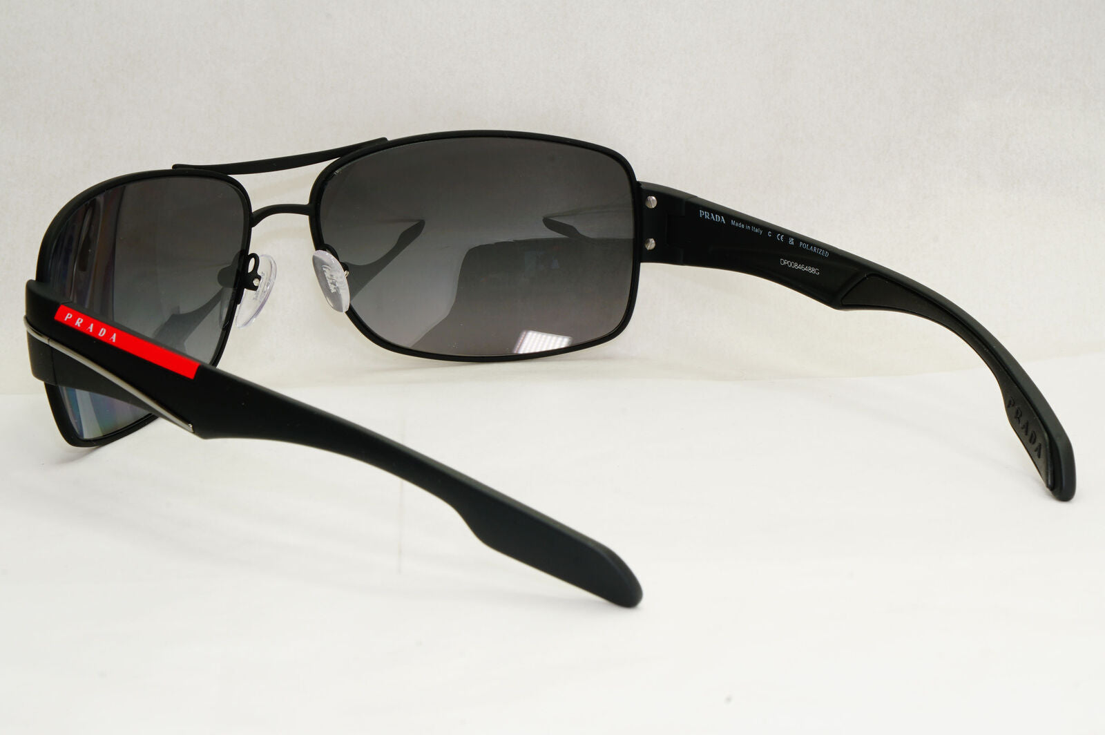 Prada Sunglasses Polarised Black Grey Gradient Wrap Rossa PS53NS SPS 53N DG0-5W1