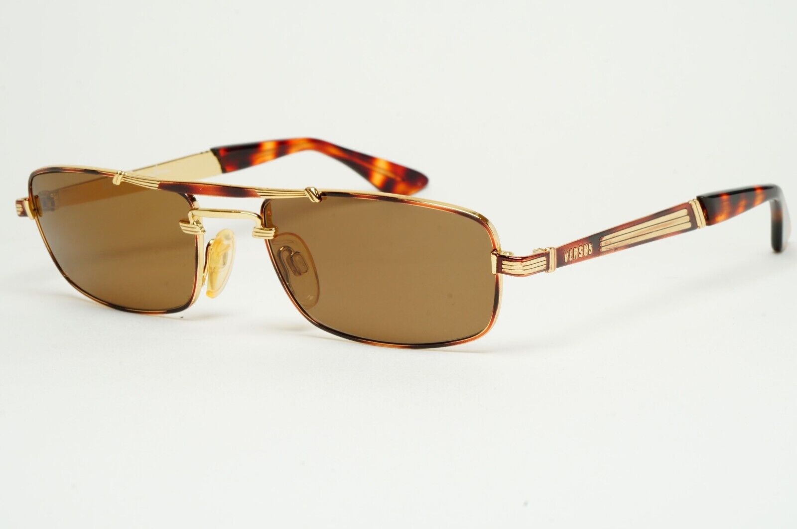 Versus Sunglasses 1996 by Gianni Versace Vintage Rectangle Brown MOD F06 COL 34M