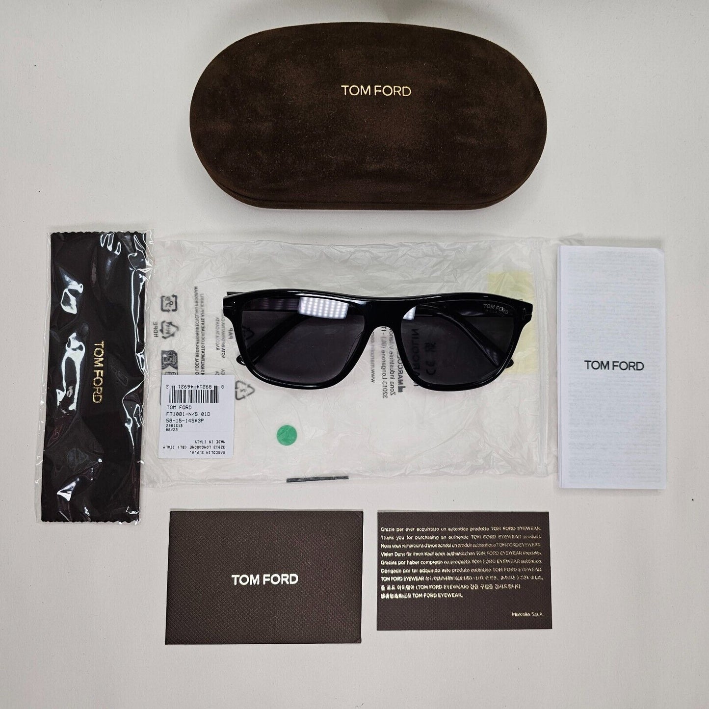 Tom Ford Sunglasses Black Polarised Square Frances FT1081-N TF 1081-N 01D 58mm