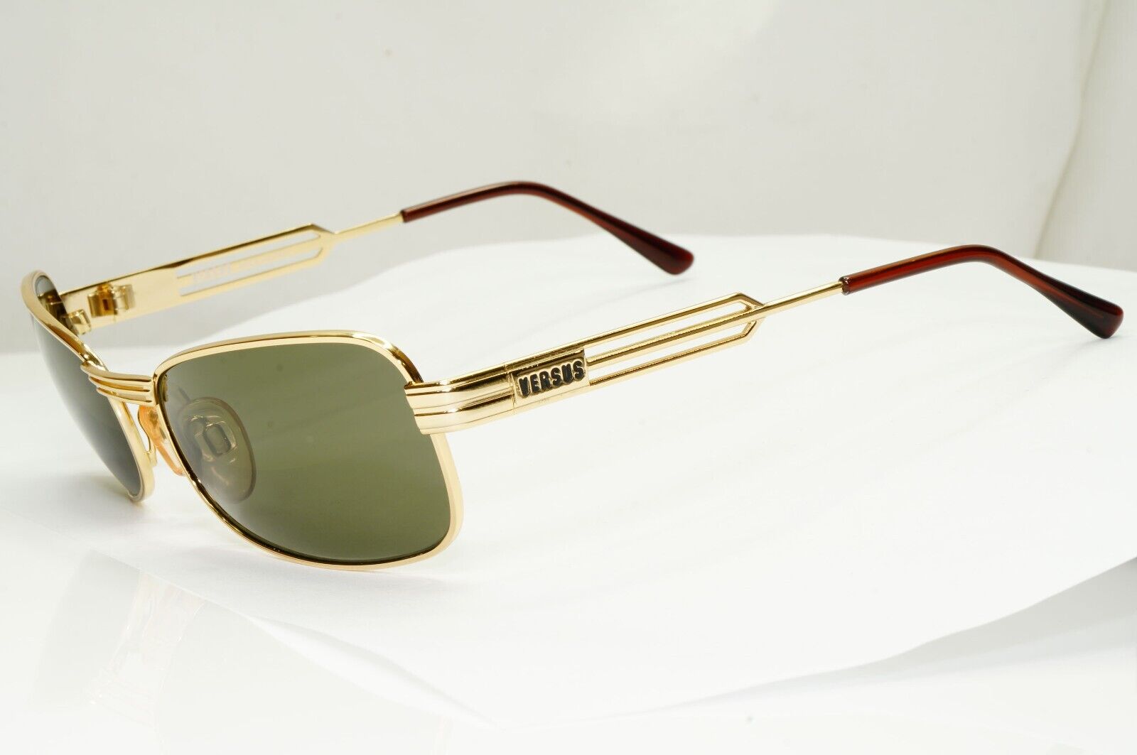 Versus 1996 by Gianni Versace Vintage Gold Green Sunglasses MOD F33 COL 030