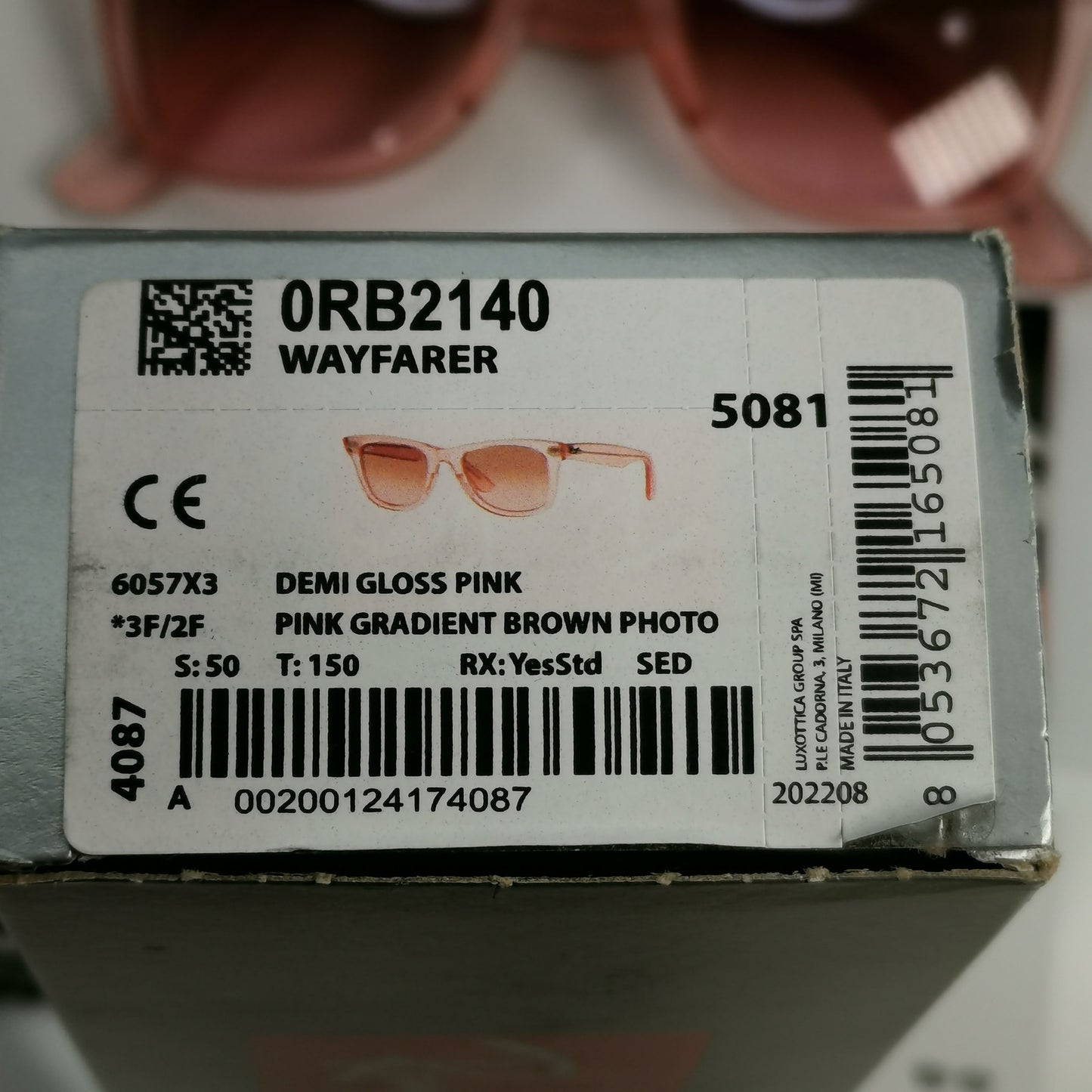 Ray-Ban Sunglasses Wayfarer Ice Pop Watermelon Pink Brown RB 2140 6057/X3 50mm