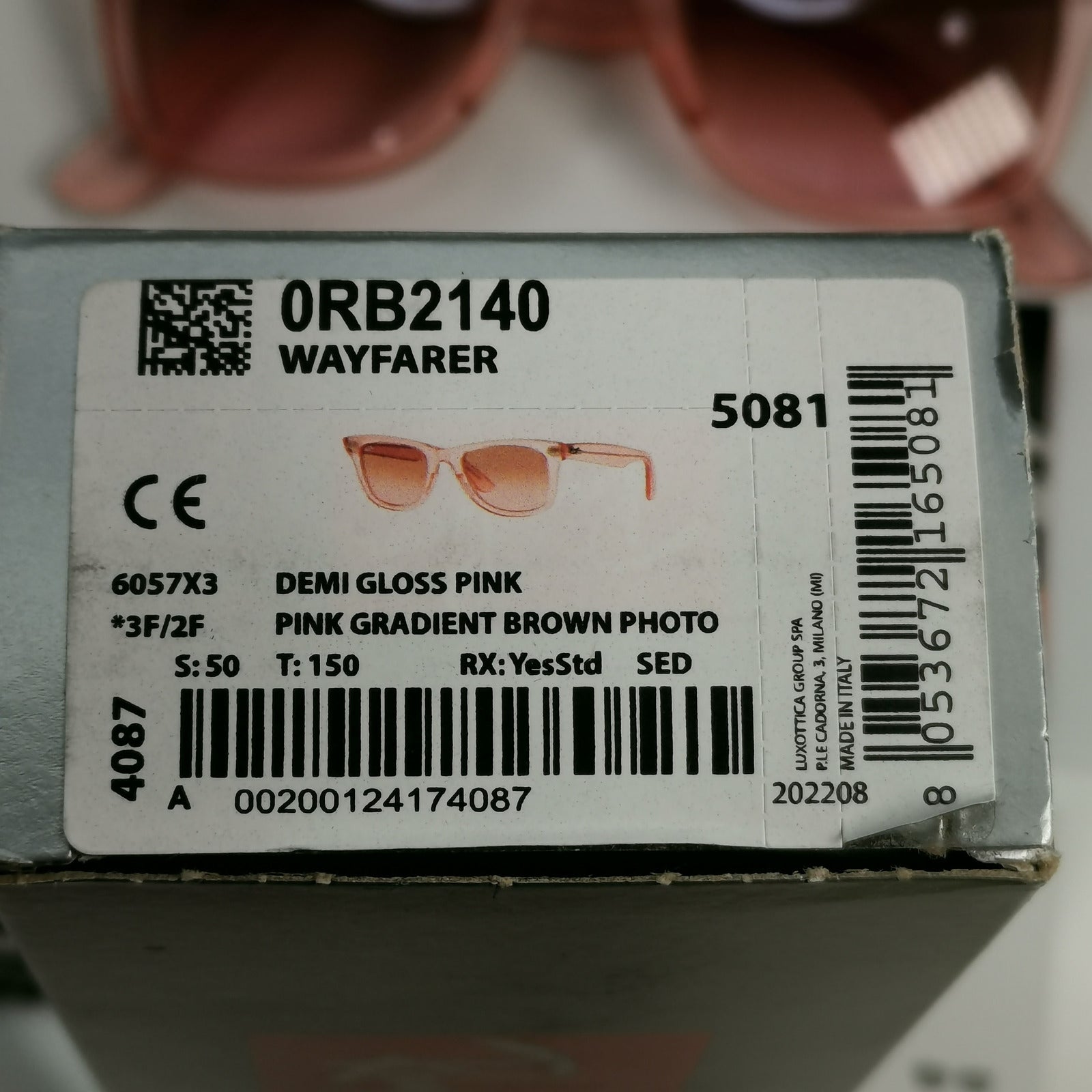 Ray-Ban Sunglasses Wayfarer Ice Pop Watermelon Pink Brown RB 2140 6057/X3 50mm