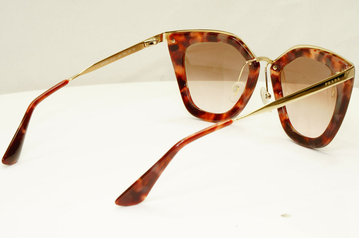 Prada Cinema Brown Sunglasses Gold Marble Gradient Square SPR 53S PR53SS UE0-0A6