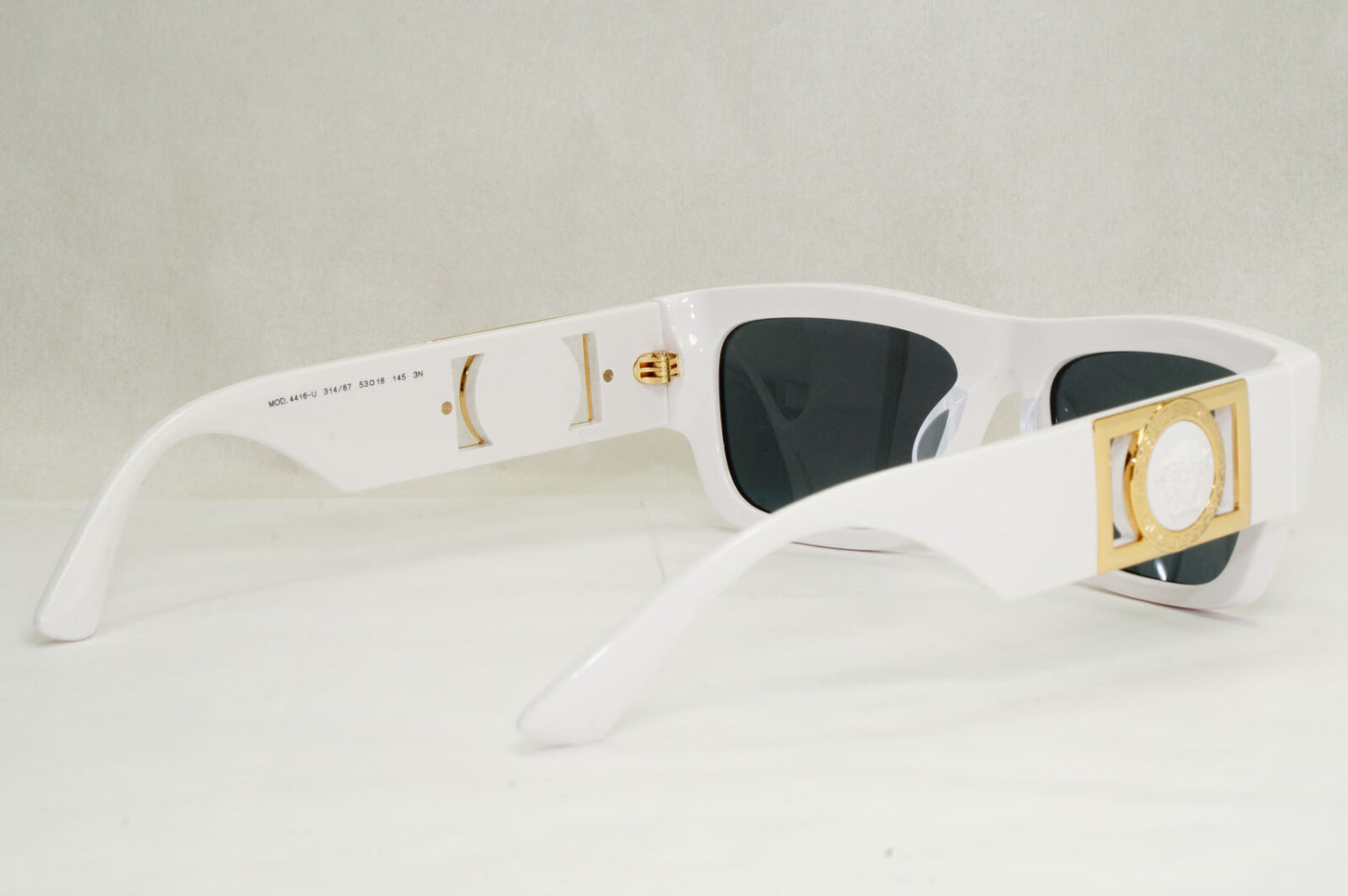Versace Sunglasses White Gold Medusa Grey Square MOD VE 4416-U 314/87 53mm