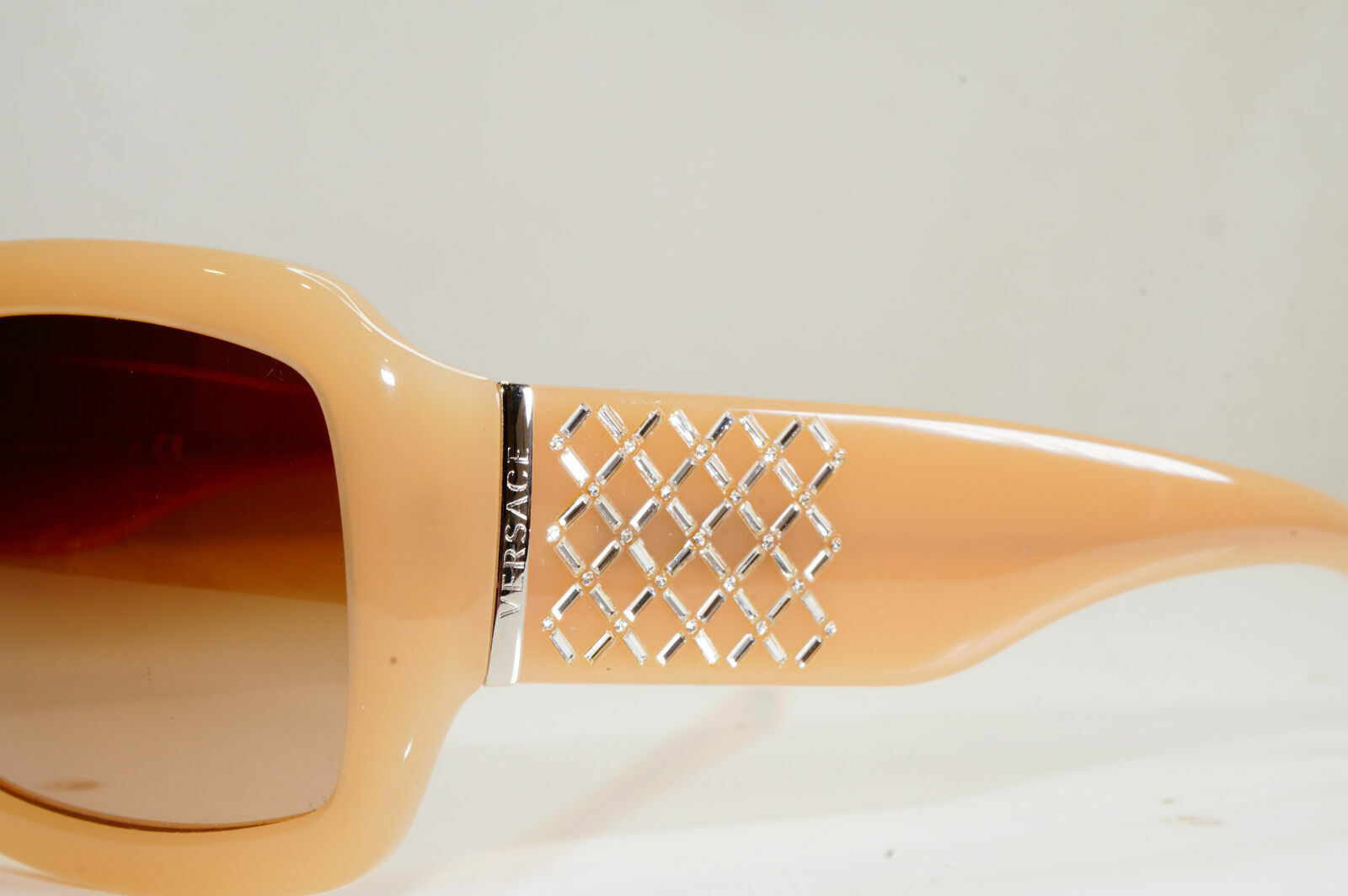 Versace Nude Beige Rhinestone Sunglasses Diamante Vintage MOD 4147 329/13 28499