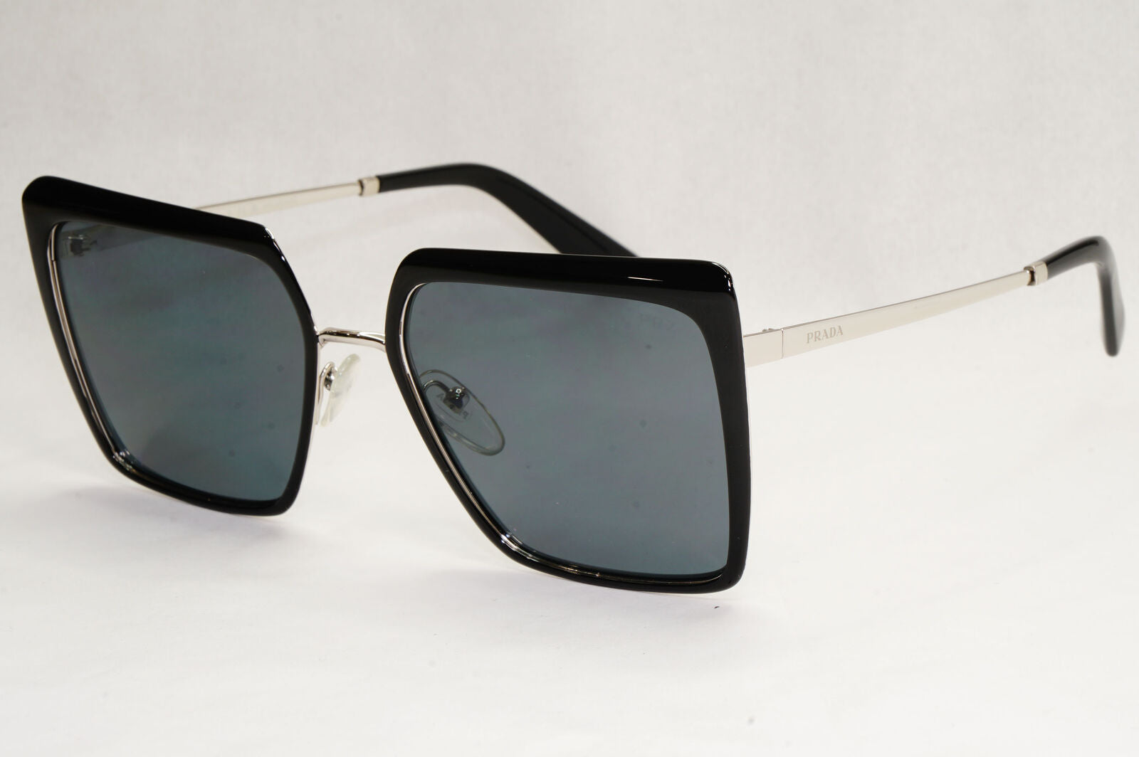 Prada Sunglasses Polarized Black Grey Square Metal PR58WS SPR 58W 1AB-5Z1 57mm
