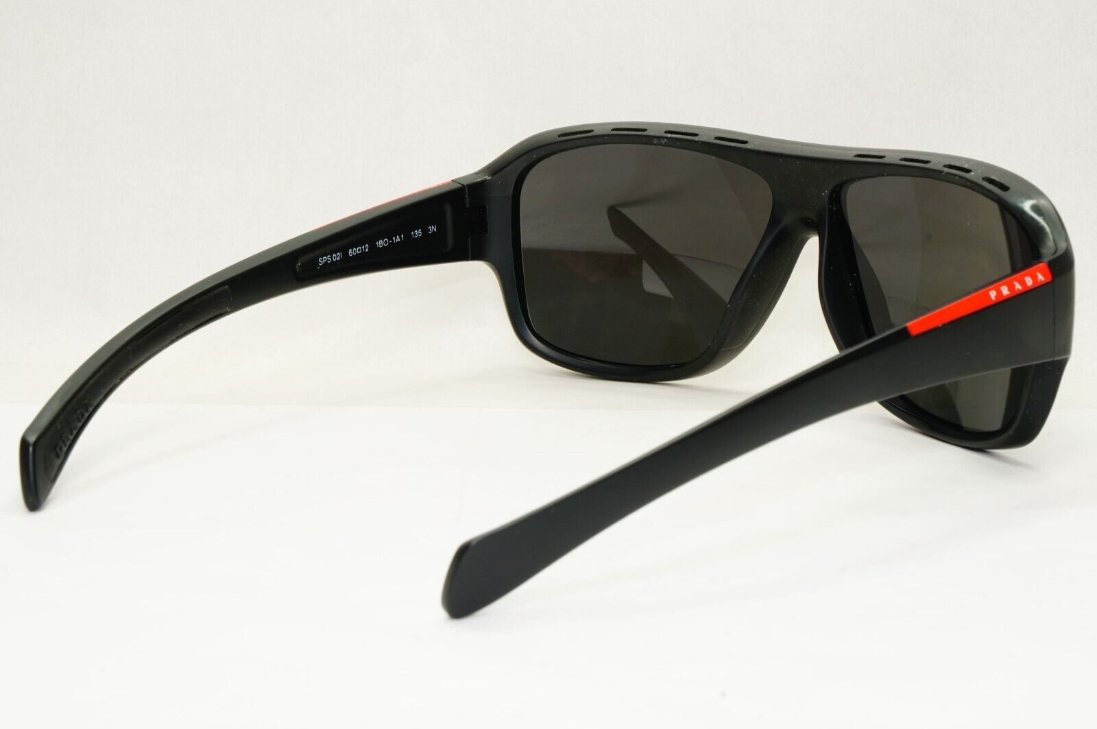 Prada Sunglasses 2007 Vintage Black Square Rossa PS02IS SPS 02I 1BO-1A1 111223