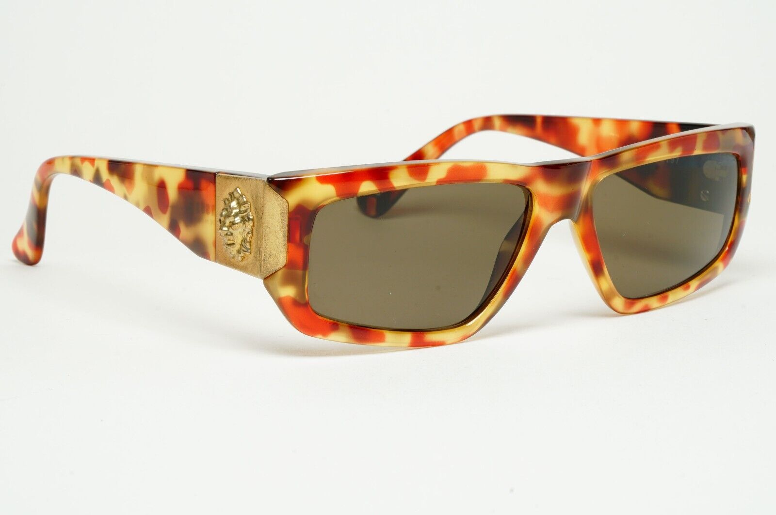 Versus Sunglasses 1996 by Gianni Versace Vintage Gold Lion Brown MOD E07 COL 197