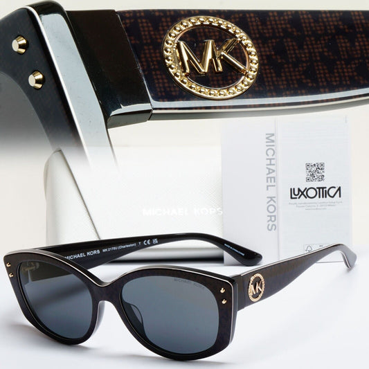 Michael Kors Sunglasses Black Gold Monogram Square MK 2175U Charleston 3500/87