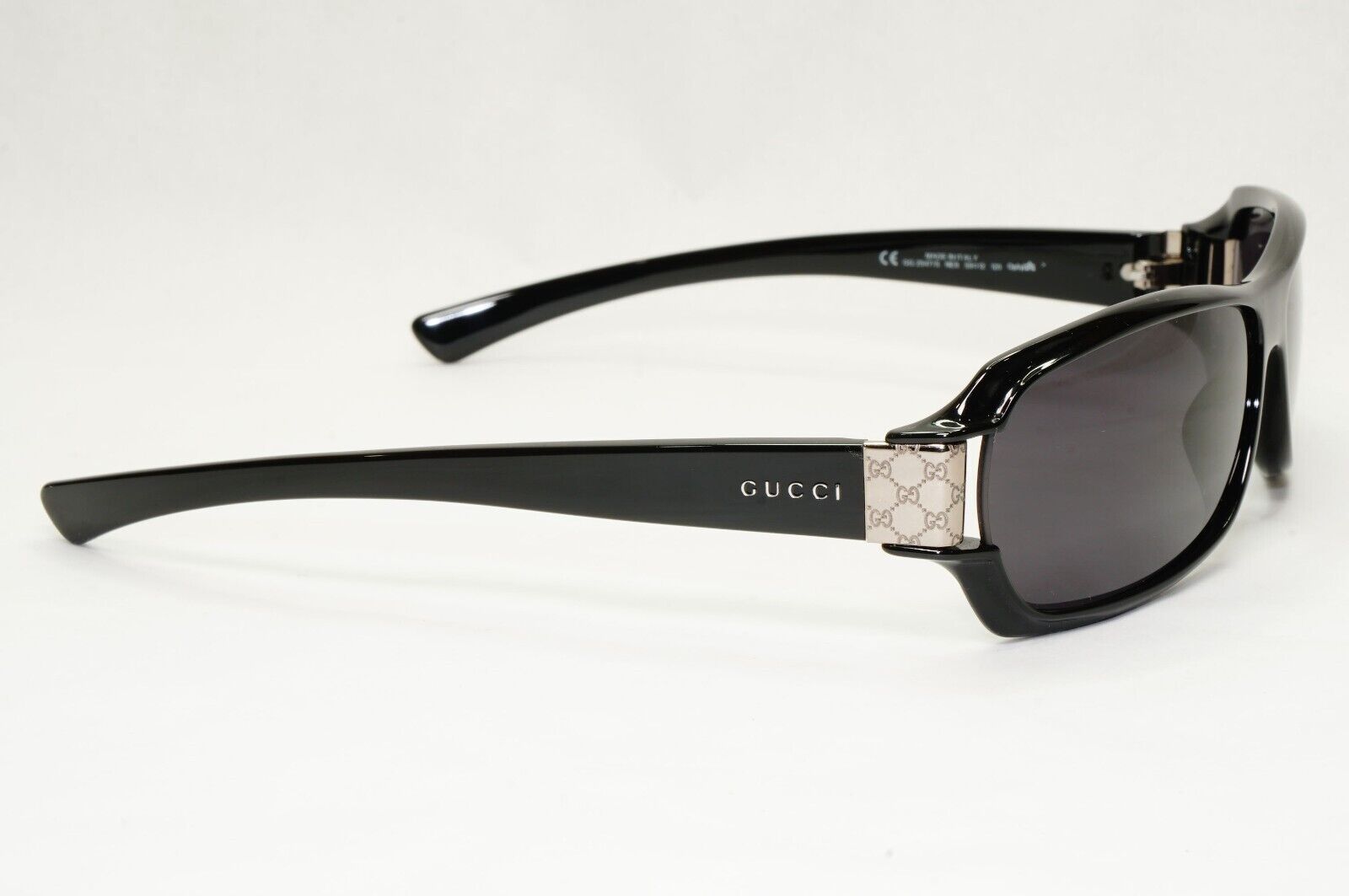 Gucci Sunglasses 1998 Vintage Black Silver Rectangle Unisex GG 2547/S NE8 051223