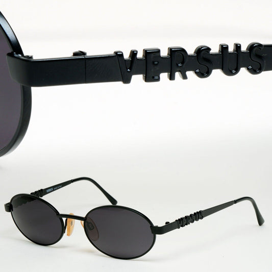 Versus Sunglasses 1996 by Gianni Versace Vintage Black Oval MOD R26 COL 028