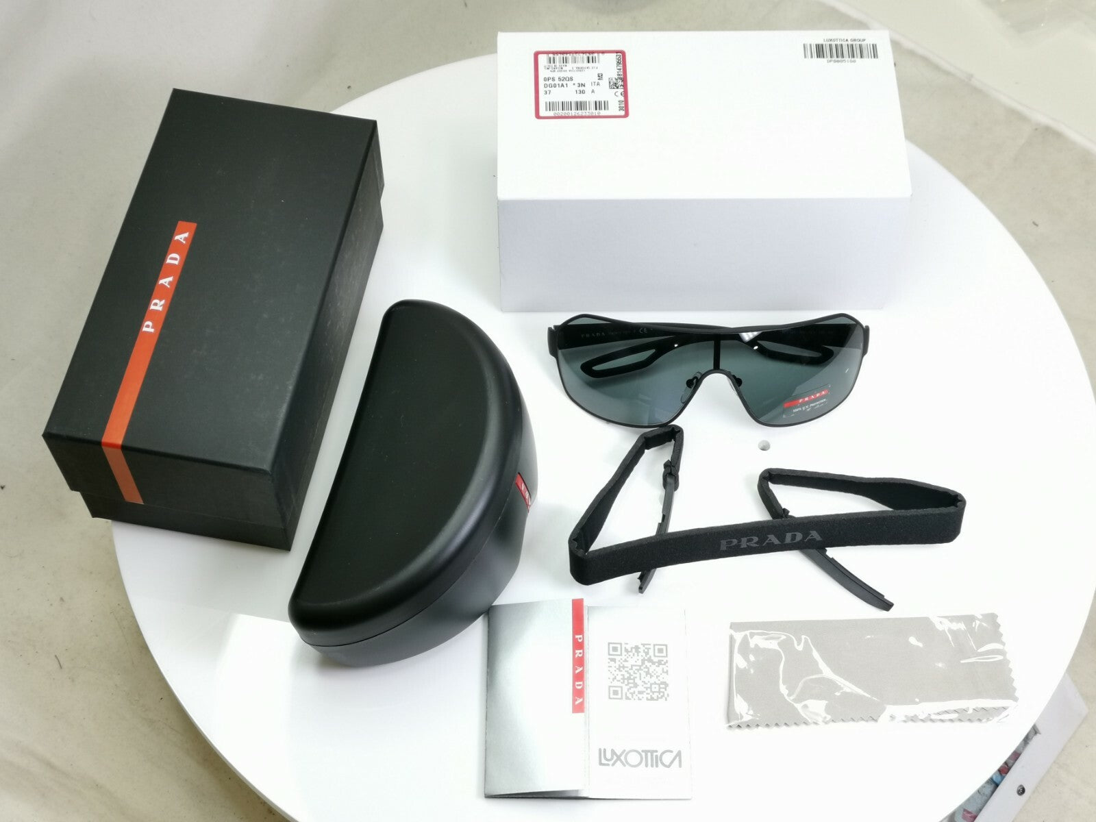 Prada Sunglasses Black Shield Visor Ski Sport Wrap PS52QS SPS 52Q DG0-1A1 [a]