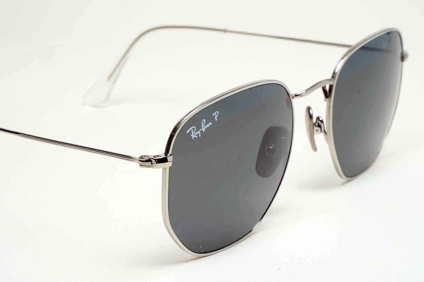 Ray-Ban Sunglasses Hexagonal Titanium Polarised Silver Black RB 8148 9209/48 54m