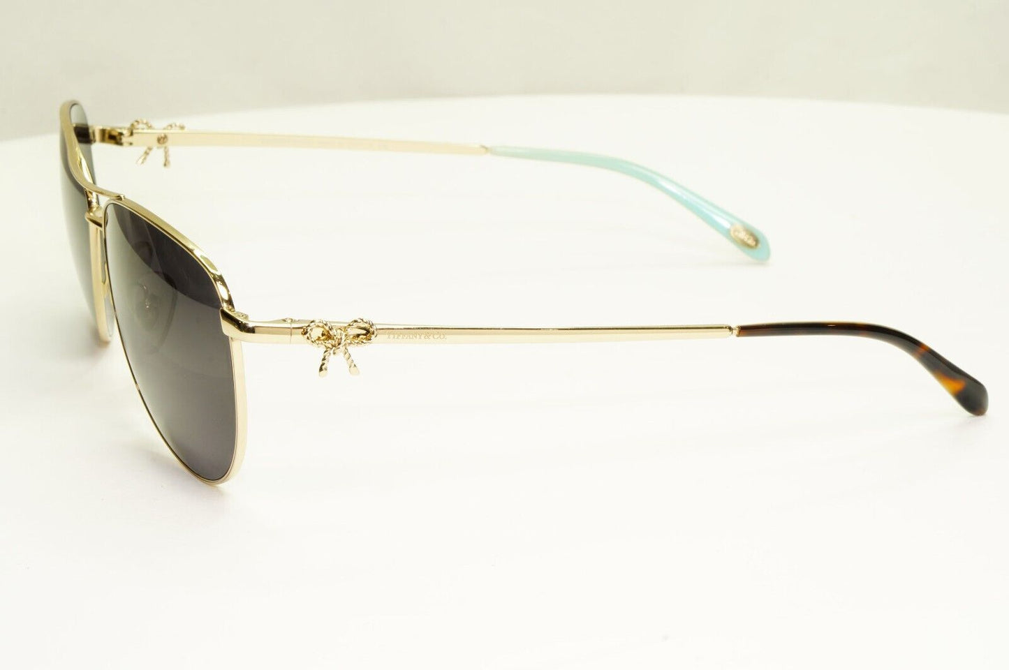 Tiffany & Co Gold Bow Rope Sunglasses Pilot Black Ribbons TF 3044 6021/64 30928A